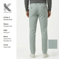 Pantalon chino extensible pour homme en coton et élasthanne, coupe décontractée élégante, 285 GSM, poids moyen, finition douce effet pêche