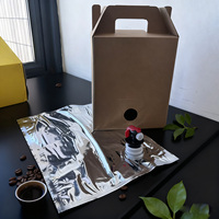 Sac en boîte de 1L, imprimé sur mesure, avec poche intérieure en aluminium, robinet papillon, poignée portable, pour café, jus, vin