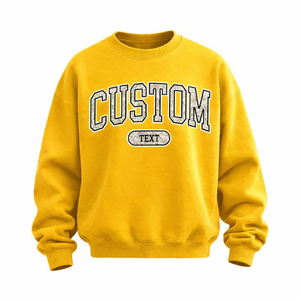 Women Custom Logo Oversize Drop shoulder <b>Sweatshirt</b> Yellow Loose Fit Crew Neck Pullover Soft 100%Cotton Fleece Street Style - Product Image 2