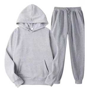 Ensemble de survêtement pour homme 2 pièces, grande taille, manches longues, à capuche, vêtements de sport, extensible, pour la salle de sport, l'entraînement, le jogging - Product Image 1