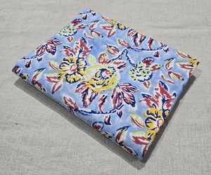Tela de algodón elegante con estampado en bloque, ecológica, reutilizable, con estampado floral personalizado, tela estampada a mano, proveedor de pedidos al por mayor. - Product Image 1