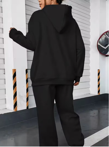 Ensemble de survêtement pour femmes avec sweat-shirt à imprimé papillon noir, poches, vêtements décontractés d'automne, manches longues, tricot en coton - Product Image 2