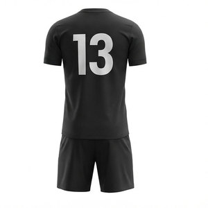 Custom Sublimated <b>Soccer</b> Jersey Set Men's Black Short Sleeve Moisture Wicking Uniforms Adult Size Crew Neck 100% Polyester - Product Image 3