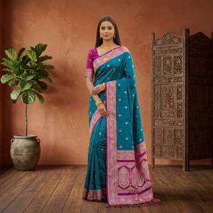 Sari de seda Banarasi de la mejor calidad para mujeres indias, ropa étnica, sari a la moda de proveedor indio - Product Image 1