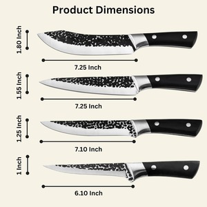 Juego de Cuchillos de Cocina Hechos a Mano, Juego de 4 Piezas para Chef, Acero Inoxidable, Ambidiestro, para Deshuesar, Cortar, Filetear y Picar - Product Image 3