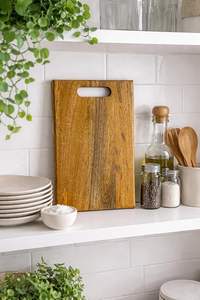 Planche à découper en bois de manguier et d'acacia, design 3D, antibactérienne, réversible, pour la vente en gros - Product Image 4