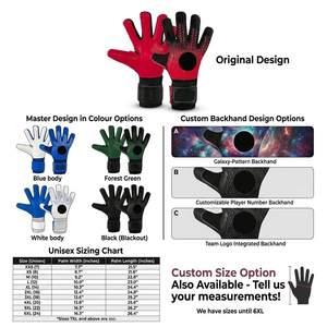 Gants de gardien de but pour enfants, coupe négative, rouge et noir, avec grip en silicone imprimé et latex, pour jeunes gardiens - Product Image 2