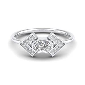 Bagues REYES luxueuses en or massif 14 carats avec diamant ovale de 0,57 carat cultivé en laboratoire pour femmes, cadeau de mariage de luxe, bijoux fins. - Product Image 5