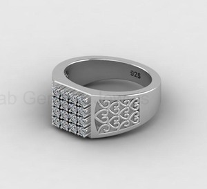Anillo de Plata 925 con Diseño de Cóctel Cristiano, Filigrana Floral y Acentos de Circonitas Cuadradas de 10mm, Joyería Fina para Hombre - Product Image 2