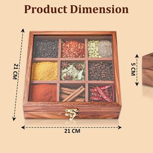 Boîte de rangement en bois avec couvercle en verre, 9 compartiments, finition polie, style antique, boîte d'organisation artisanale - Product Image 6