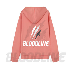 Sudadera con Capucha Unisex Rosa BLOODLINE INTERNATIONAL, Estilo Hip Hop, Logotipo Frontal, Secado Rápido, Transpirable, 100% Algodón Felpa, 370g, Invierno - Product Image 3