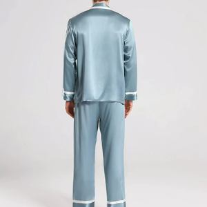 Ensemble de pyjama en satin de soie à manches longues pour homme, style nouveau, respirant et à séchage rapide, 2 pièces - Product Image 2