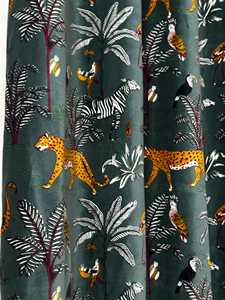 Wild Life Forest <b>Print</b> Sage Green, Drapes Vintage Style Cotton Velvet Teal Blue Luxury Curtain Boho Curtain Luxury Drapes - Product Image 6