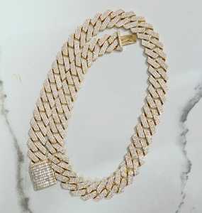Fashion Hip Hop Gold Plated 925 Silver <b>Iced</b> <b>Out</b> Moissanite Cuban Link Necklace 20mm/18mm Unisex - Product Image 1