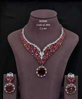 01896Mint Statement Collier et boucles d'oreilles en zircone cubique, en laiton plaqué rhodium avec pierre doublette, bijoux pour femme pour mariage et soirée