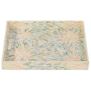 Unique Design Mother of Pearl Inlay Serving Tray with Handles Mosaic Capiz Decorative Tray for <b>Eid</b> <b>Gift</b> Ramadan Use Serving Tray - Product Image 3