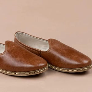 รองเท้าโลฟเฟอร์หนังแท้สีน้ำตาลโบราณสำหรับผู้ชาย ทำด้วยมือ - Product Image 1
