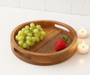Vendedor caliente, venta al por mayor, bandeja de madera de acacia, bandeja redonda para servir para hotel y restaurante, respetuoso con el medio ambiente - Product Image 6