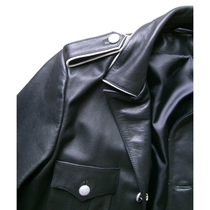 Hand Made Men's Vintage 20th Century Era Genuine Cowhide Biker <b>Jacket</b> in Waxed <b>Leather</b> with Classic Look and Durable Finish - Product Image 3