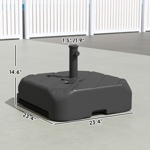 Base per Ombrellone da Giardino con Manico Telescopico e Ruote, Capacità 158 lb (sabbia) o 99 lb (acqua), in PE Nero - Product Image 3