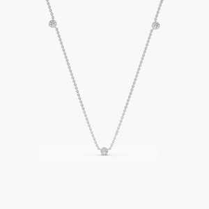 Collar de Diamantes Naturales de 0.19Ct con Engaste de Bisel, Collar de Diamantes Naturales en Oro Puro de 14K, Collar Minimalista Simétrico - Product Image 1