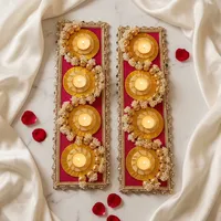 Tempat Lilin Diya Katun Buatan Tangan Tradisional dengan Bordir Emas dan Manik Mutiara untuk Dekorasi Pernikahan