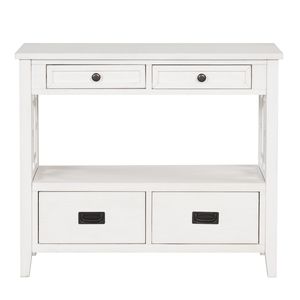 Mesa Consola de Madera de Pino Estilo Rústico de 36 Pulgadas con 4 Cajones y 1 Estante de Almacenamiento para Entrada, Sala de Estar o Dormitorio - Product Image 4