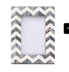 Marcos de fotos con incrustaciones de hueso, marcos con incrustaciones, marcos de fotos de diseño, marco de fotos artesanal de madera y resina con incrustaciones de hueso, decoración de la India. - Product Image 6
