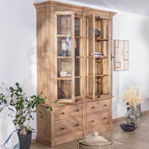 Vandana Autumn Grain Solid mango wood <b>sideboard</b>, 170 cm, with glass doors and drawers, Santa - Product Image 2