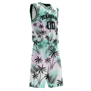 Conjunto de Baloncesto Estilo Verano: Camiseta y Pantalones Cortos con Diseño de Hojas Tropicales, Ropa Deportiva de Alto Rendimiento, Logotipo Personalizado, Proveedor Mayorista de Fábrica - Product Image 4
