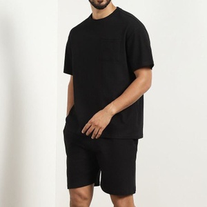 Conjunto de Camiseta y Pantalones Cortos Deportivos para Hombre, Venta al por Mayor, Color Sólido, Ropa Deportiva de Verano para Gimnasio, Entrenamiento, Proveedor al por Mayor - Product Image 2