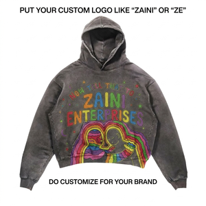 Sudadera con Capucha para Hombre, Lavado Ácido, 100% Algodón, 350 GSM, Felpa Gruesa, Negro Lavado, Ecológica, Corte Holgado, Logotipo Personalizado para Serigrafía - Product Image 1