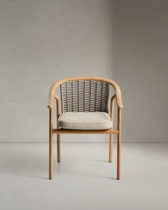 Premium Solid <b>Teak</b> <b>Chair</b> with Woven Rope Seat – Scandinavian Style Dining <b>Chair</b> for Contemporary Interior & Hospitality - Product Image 1