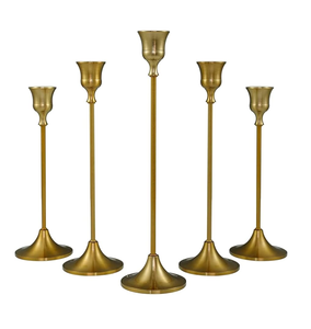 Brass <b>Square</b> Eco-Friendly 5-Piece <b>Candle</b> Pillar Holder Different Sizes for Christmas Valentine's Day Parties Heat Resistant - Product Image 1