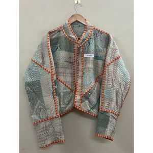 New Arrival Indian Handmade Cotton Patchwork Multicolor Kantha Eco-Friendly Breathable <b>Jacket</b> for Autumn/Winter Casual Wear - Product Image 4