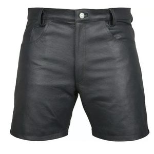 Shorts en cuir décontractés pour hommes, taille haute, résistants, imperméables, respirants, longueur personnalisable, couleurs et logo sur mesure, en vente - Product Image 1