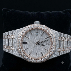 Custom Afar Jewels <b>Iced</b> <b>Out</b> Moissanite <b>Watch</b> Stainless Steel Round Dial Date Display Luxury Wristwatch for Men - Product Image 1