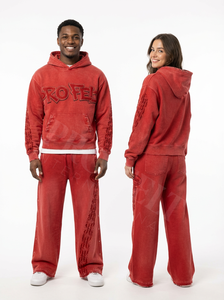 Ensemble 2 pièces tendance en feutre Pro : sweat à capuche et pantalon de survêtement en coton et polyester brodé, streetwear décontracté, ensembles en coton doux - Product Image 2