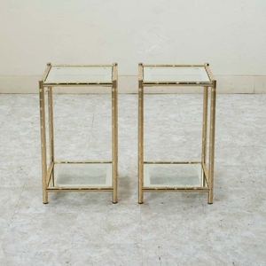 Tables de chevet contemporaines de luxe, design haut de gamme, lot de 2, structure en laiton artisanal, meubles de salon haut de gamme - Product Image 6