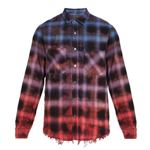 Men's Dip Dye Plaid Flannel <b>Shirt</b> Full Sleeve Cotton Autumn Style <b>Shirts</b> & Tops with customize logo of your choice - Product Image 1