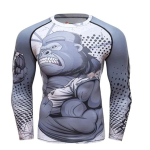 Men's Long Sleeve Sublimation Printed <b>Gorilla</b> Pattern Quick Dry Slim Fit Sporty <b>T</b>-<b>Shirt</b> O-Neck - Product Image 3