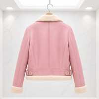 Blouson Bomber en Cuir d'Agneau Rose pour Femme, Modèle Tendance, Véritable Cuir, Longueur Standard, Fermeture Éclair, Hiver