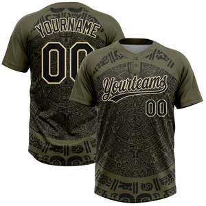 Maillot de baseball personnalisé à imprimé aztèque, col en V, manches courtes, imprimé par transfert thermique, nom et numéro personnalisés, unisexe, adulte, anti-humidité - Product Image 1