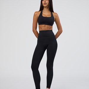 Sujetador deportivo sin costuras para mujer, negro, con espalda cruzada, cuello cuadrado, soporte medio, para yoga y fitness - Product Image 3