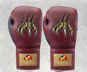 Guantes de Boxeo Profesionales DF-BGArg2 de 10 oz con Cordones, Rojos/Grises, de Cuero Elástico Impermeable para Sparring, MMA, Kick Boxing, Entrenamiento en Gimnasio - Product Image 2