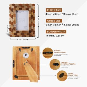 Handicrafts Home Wood Picture <b>Frame</b> Handmade 4x6– Artisan Hive Collection Scallop Pattern Natural Wood Photo <b>Frame</b> for <b>Wall</b> - Product Image 4