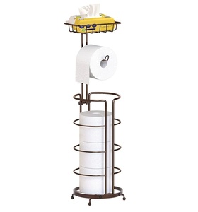 Modern Free-Standing New Style Design Floor-Mounted Iron Metal Customized Multifunctional Handmade Toilet Paper <b>Roll</b> Holder for - Product Image 5