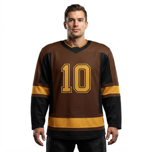 Maillot de hockey sur glace pour hommes, sublimation, manches longues, col en V, polyester - Product Image 6