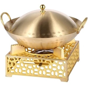 Plat à chafing doré de designer en acier inoxydable avec couvercle pour équipement de restauration, hôtels, restaurants et banquets - Product Image 1
