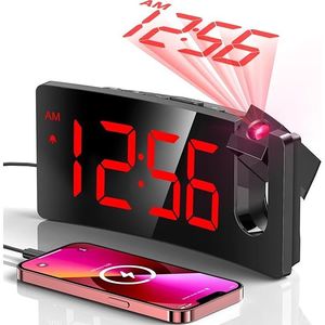Modern Curved Design <b>Digital</b> Alarm <b>Clock</b> with 180 Degree Projector 3-Level Brightness Dimmer Smart Table <b>Clock</b> - Product Image 1
